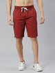 Wine Slim Fit Mid-Rise Solid Woven Shorts For Men