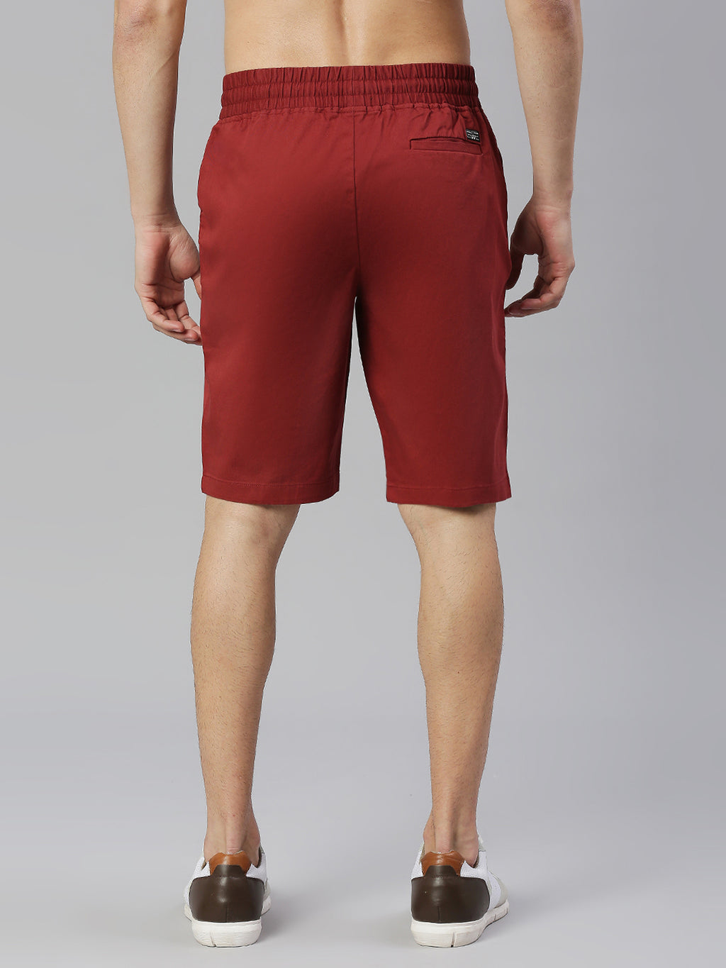Thomas Scott Men Wine Slim Fit Mid-Rise Solid Woven Shorts