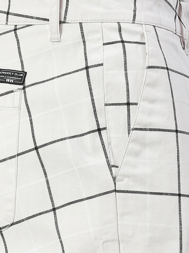 Thomas Scott Men Grey Mid-Rise Slim Fit Checkered Woven Shorts