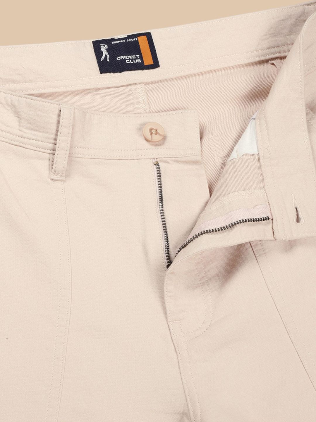 Beige Straight Fit Mid-Rise Cargo Shorts For Men