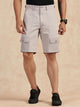 Grey Straight Fit Mid-Rise Cargo Shorts For Men