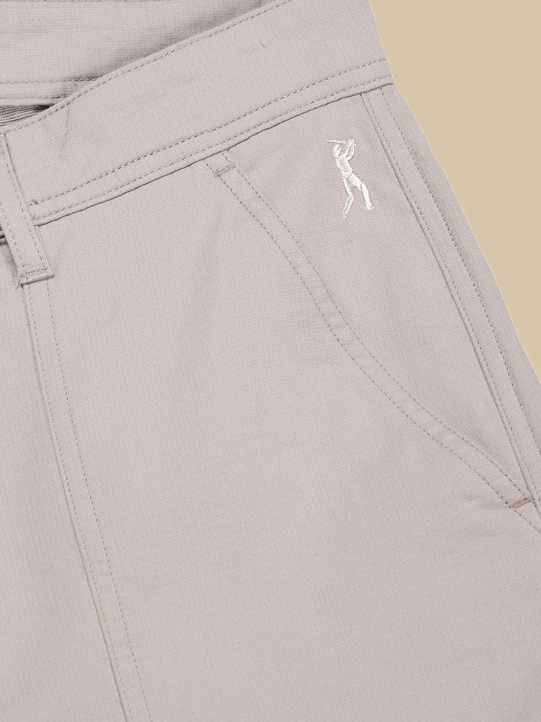 Grey Straight Fit Mid-Rise Cargo Shorts For Men