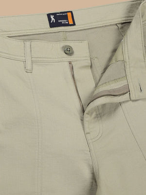 Light Olive Straight Fit Mid-Rise Cargo Shorts For Men