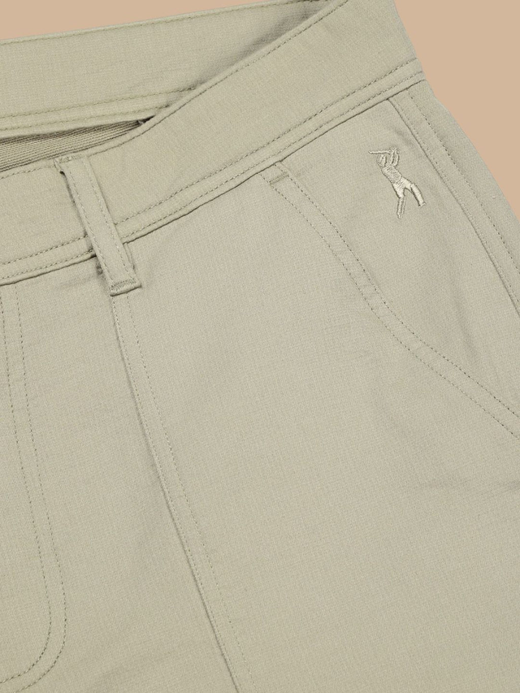 Light Olive Straight Fit Mid-Rise Cargo Shorts For Men