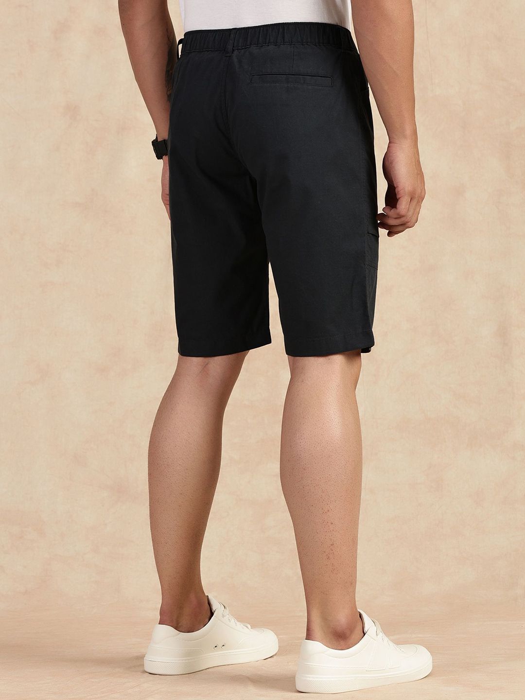 Dark Grey Regular Fit Mid Rise Pure Cotton Shorts For Men