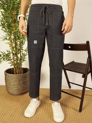 Cement Smart Regular Fit Mid-Rise Solid Cotton Woven Trouser For Men