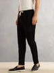 Thomas Scott Men Black Regular Fit Mid-Rise Drawstring Solid Cotton Woven Trouser
