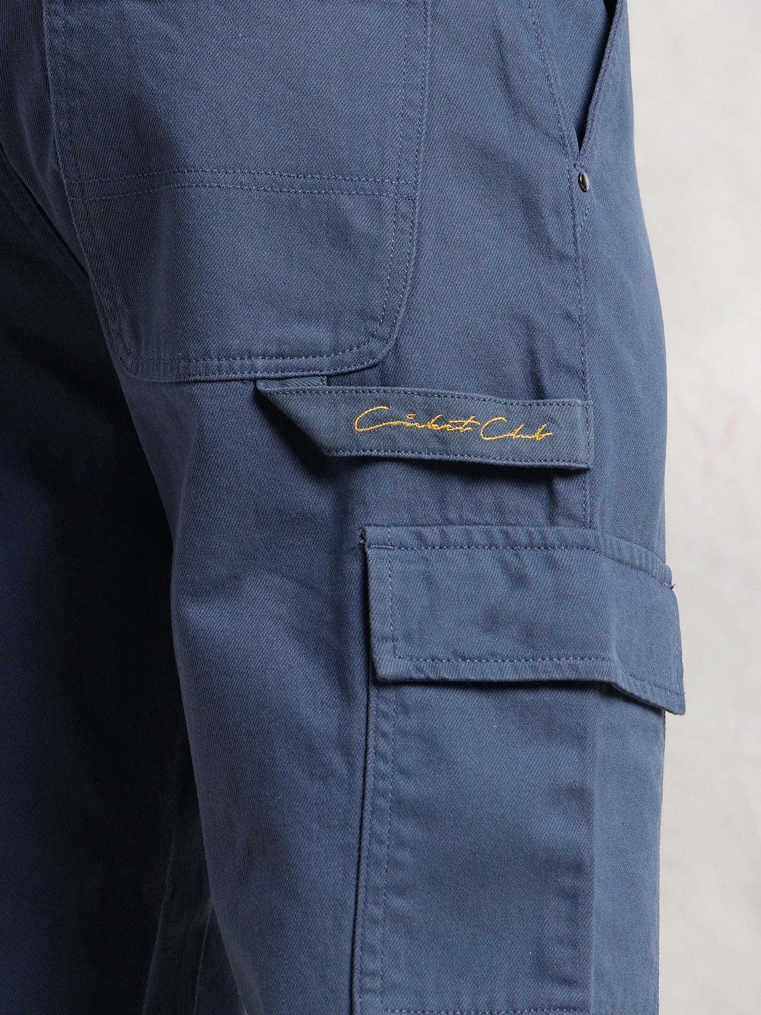 Thomas Scott Men Blue Cricket Club Collection Straight Fit Mid-Rise 100% Cotton Woven Cargo Trouser