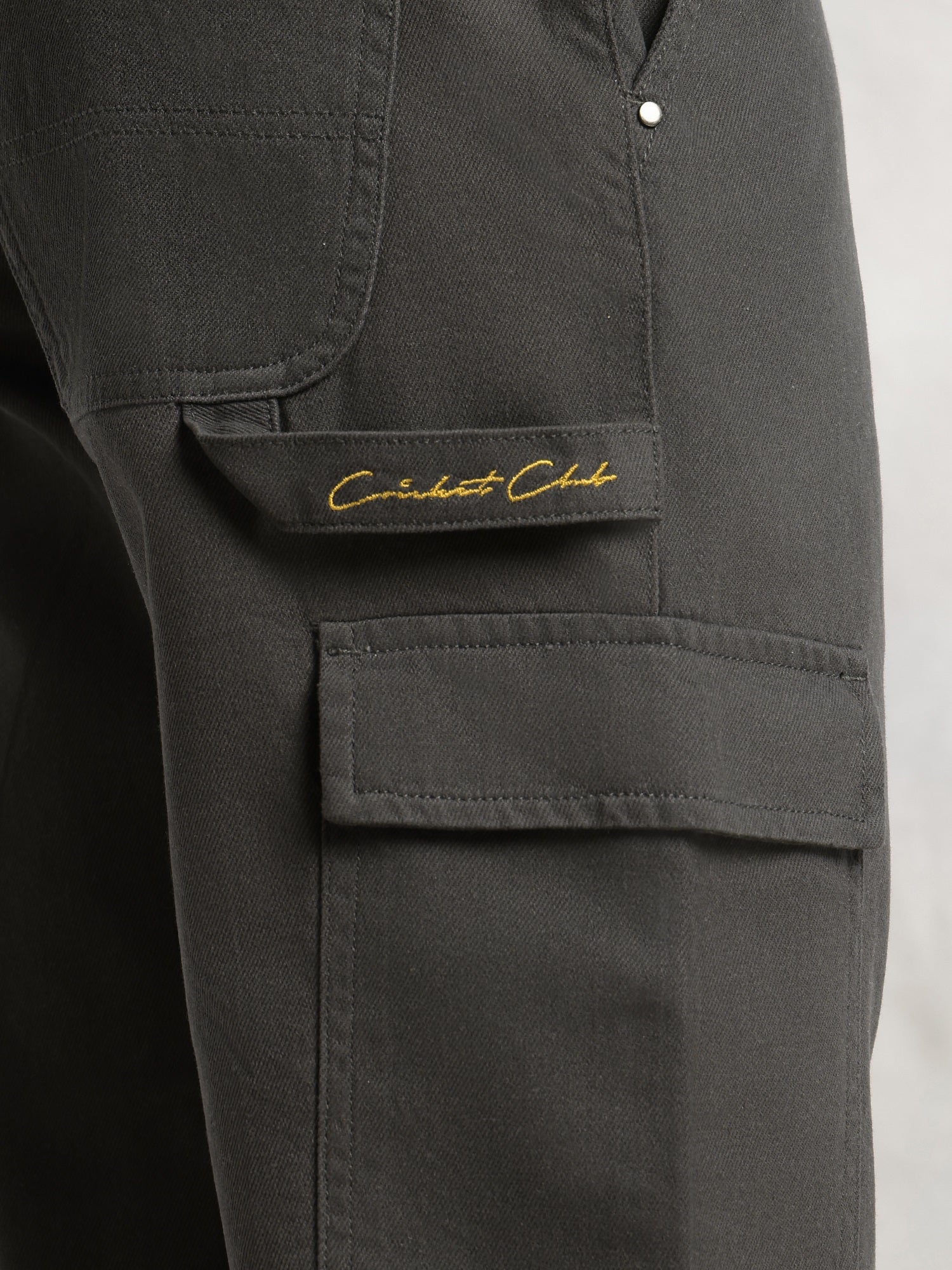 Thomas Scott Men Dark Grey Cricket Club Collection Straight Fit Mid-Rise 100% Cotton Woven Cargo Trouser