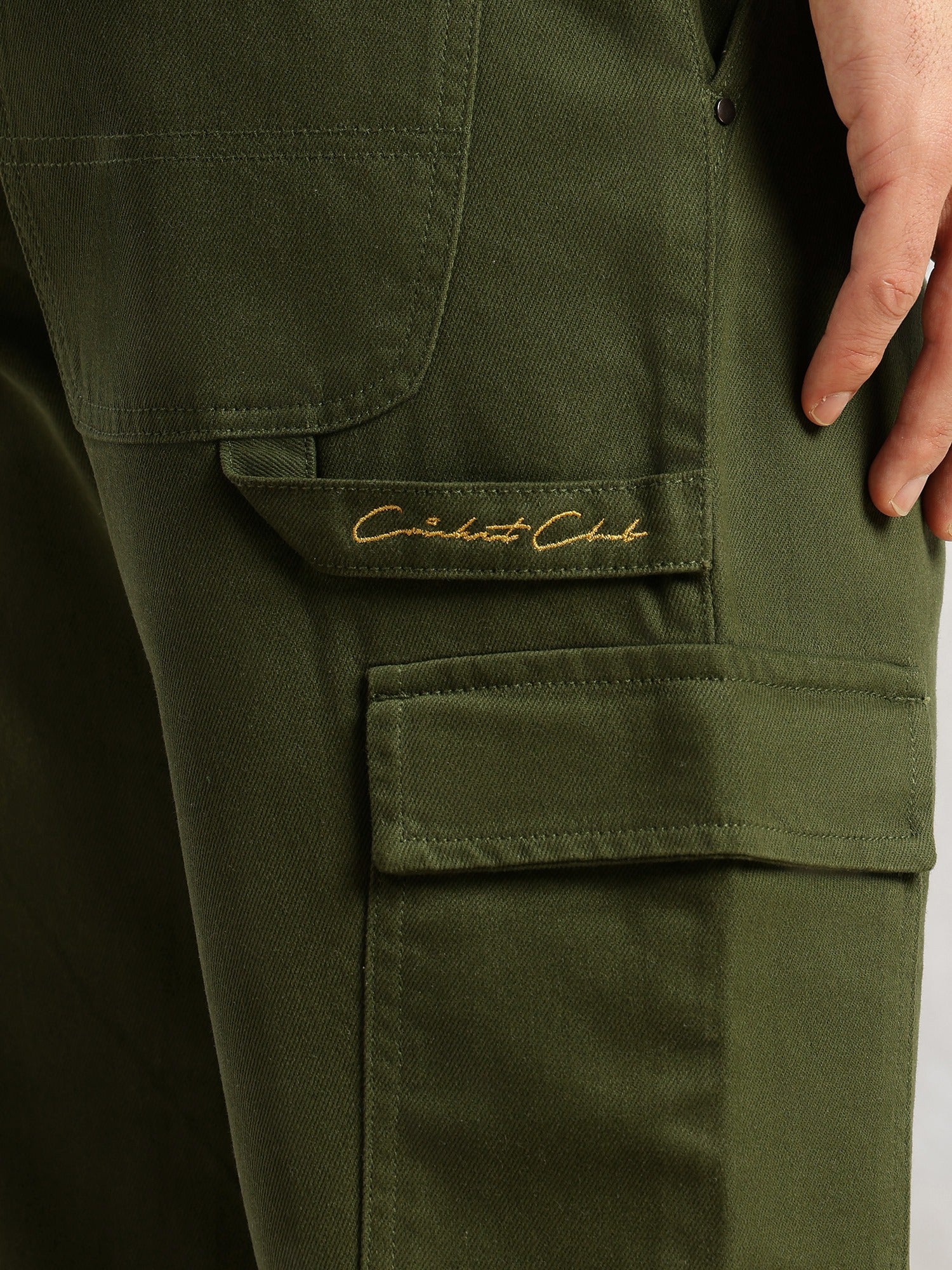 Thomas Scott Men Green Cricket Club Collection Straight Fit Mid-Rise 100% Cotton Woven Cargo Trouser