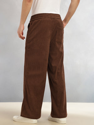 Thomas Scott Men Brown Cricket Club Collection Regular Fit Textured Corduroy Trousers