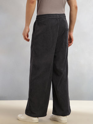 Thomas Scott Men Grey Cricket Club Collection Regular Fit Textured Corduroy Trousers