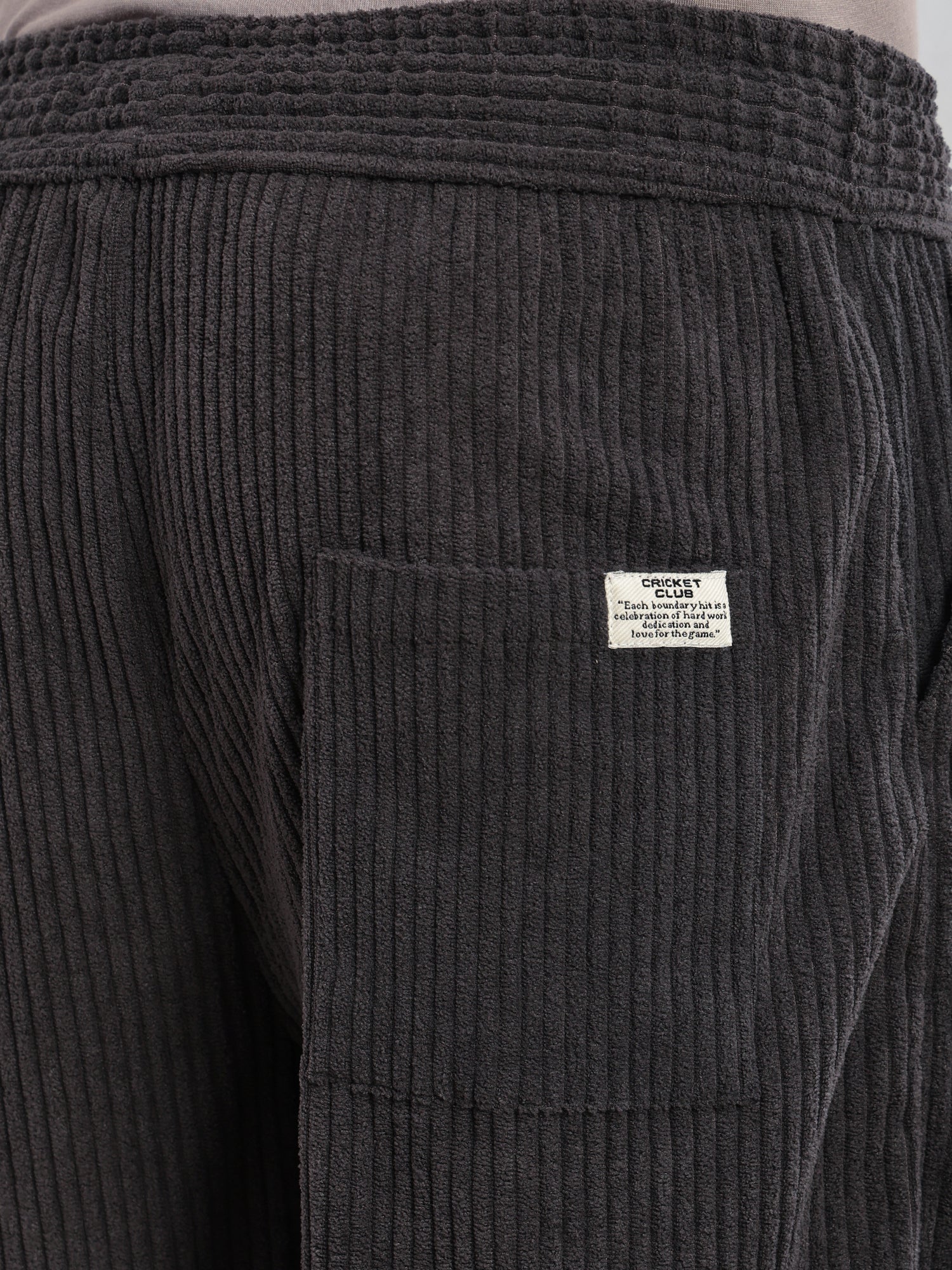 Thomas Scott Men Grey Cricket Club Collection Regular Fit Textured Corduroy Trousers
