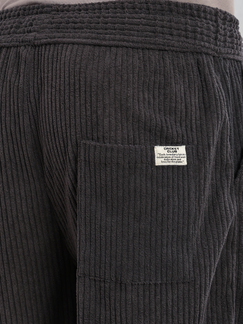 Thomas Scott Men Grey Cricket Club Collection Regular Fit Textured Corduroy Trousers