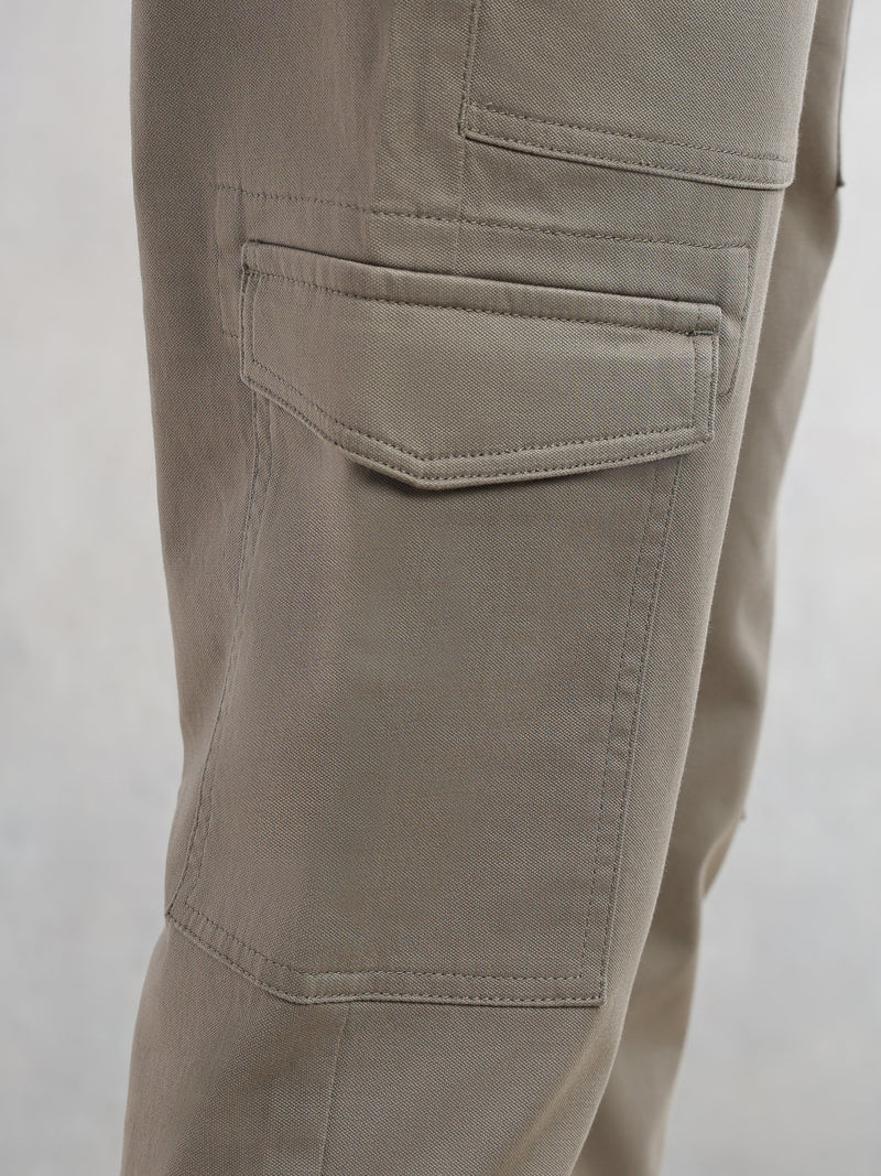 Thomas Scott Men Grey Cricket Club Collection Relaxed Fit Cotton Solid Woven Cargo Trouser