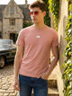 Onion Pink Cricket Club Collection Regular Fit Short Sleeves Round Neck Solid Knitted Tshirt For Men