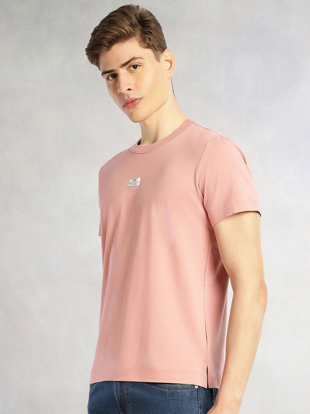 Onion Pink Cricket Club Collection Regular Fit Short Sleeves Round Neck Solid Knitted Tshirt For Men