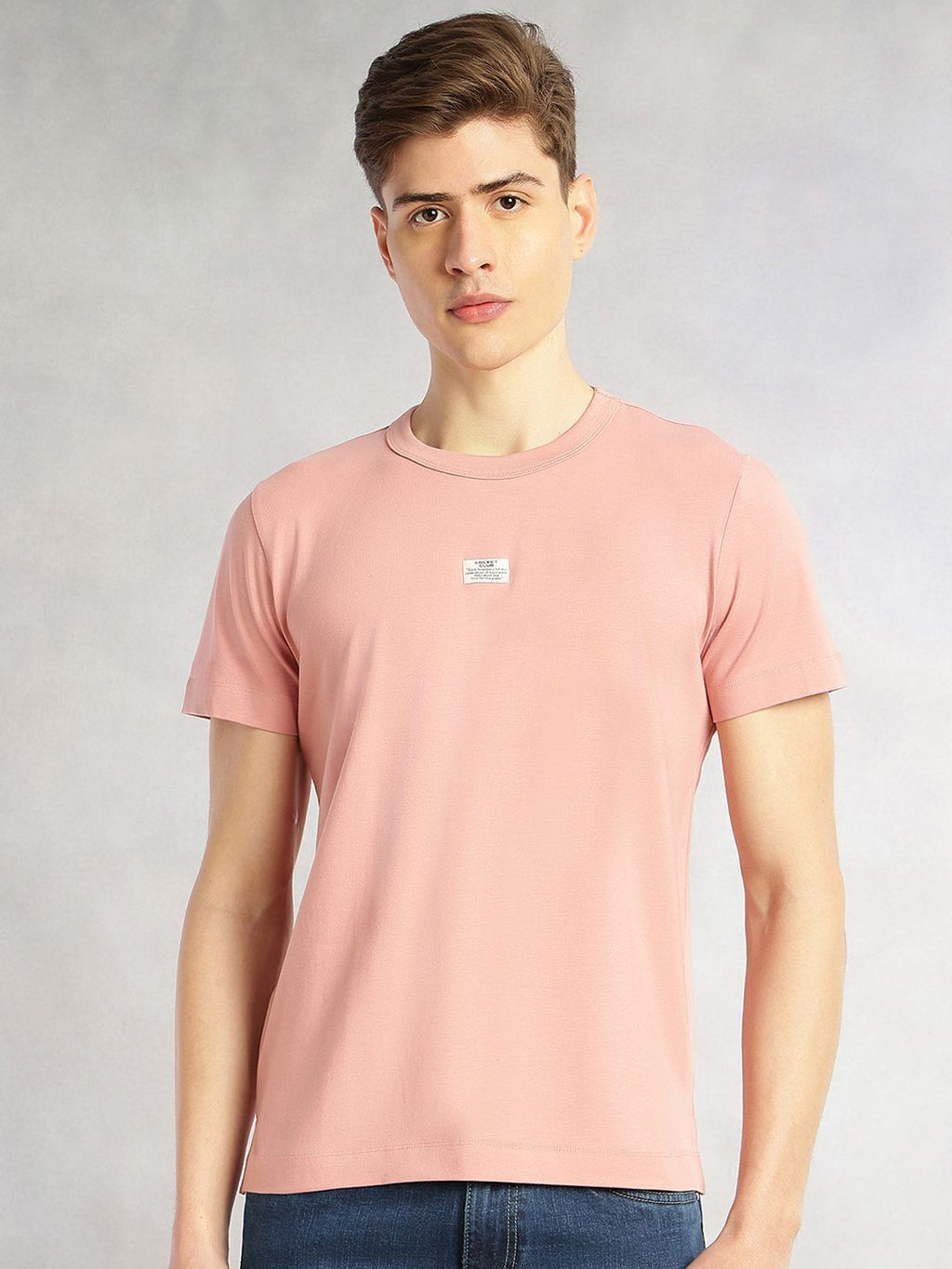 Onion Pink Cricket Club Collection Regular Fit Short Sleeves Round Neck Solid Knitted Tshirt For Men