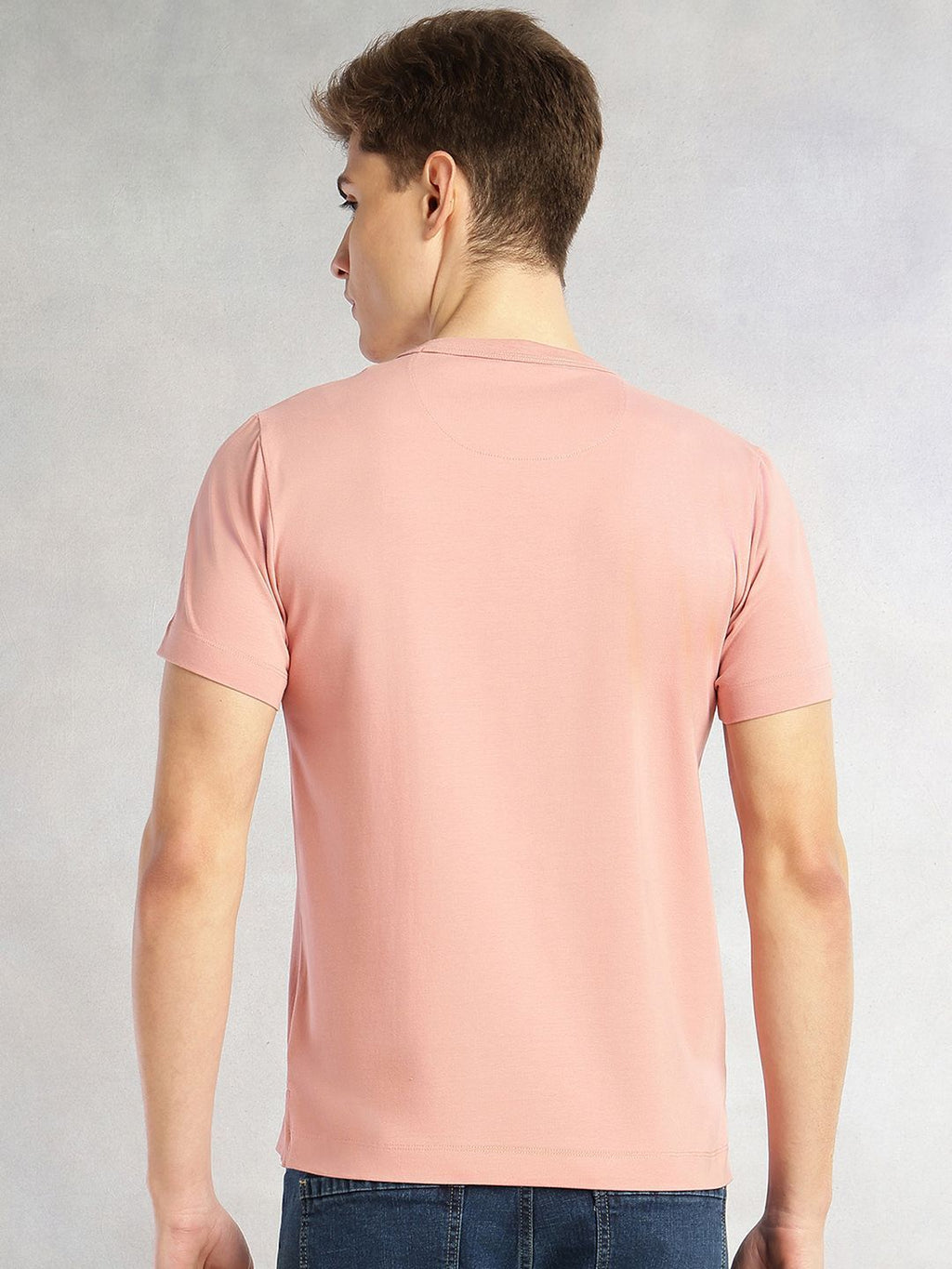 Onion Pink Cricket Club Collection Regular Fit Short Sleeves Round Neck Solid Knitted Tshirt For Men
