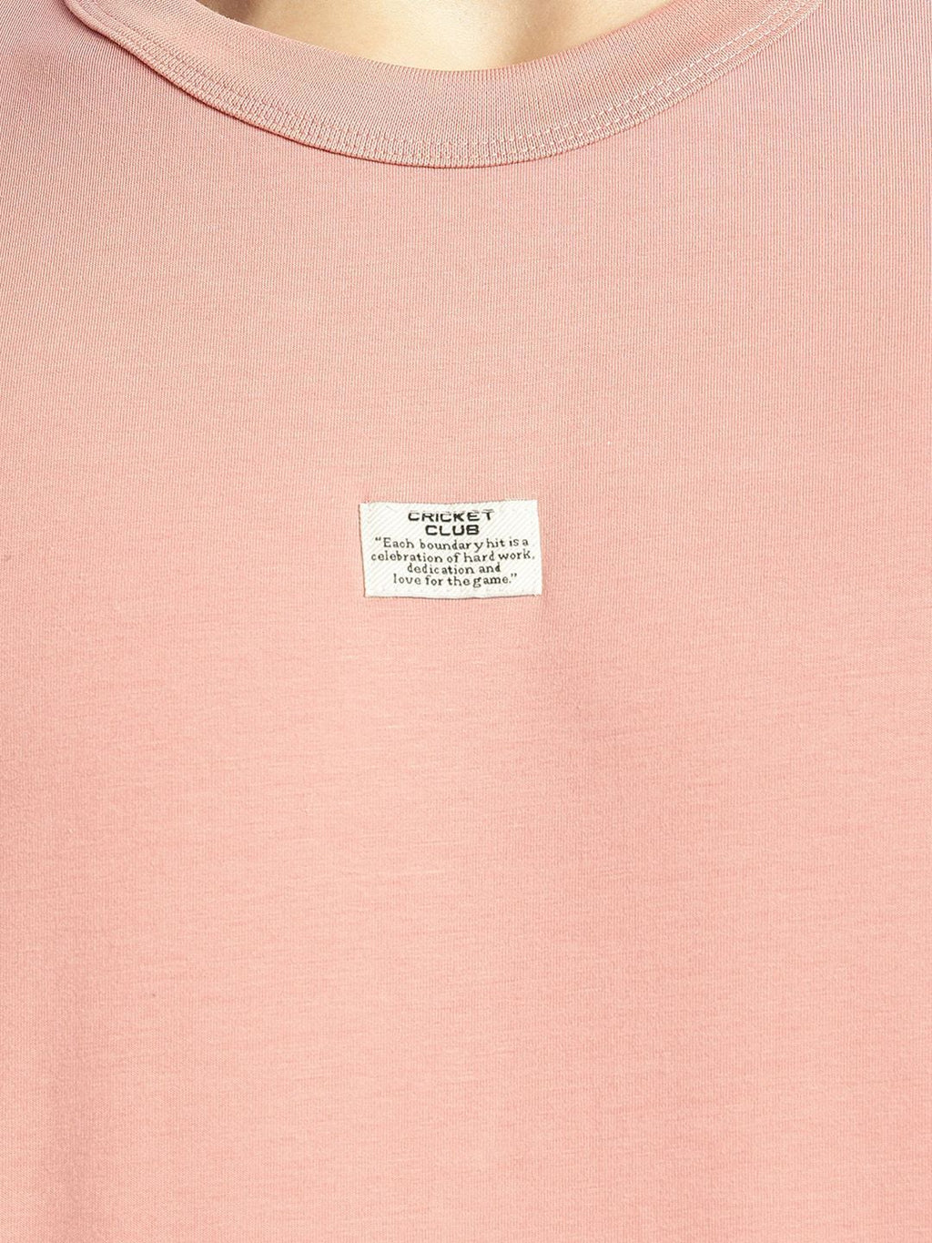 Onion Pink Cricket Club Collection Regular Fit Short Sleeves Round Neck Solid Knitted Tshirt For Men