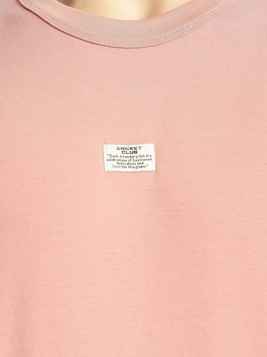 Onion Pink Cricket Club Collection Regular Fit Short Sleeves Round Neck Solid Knitted Tshirt For Men