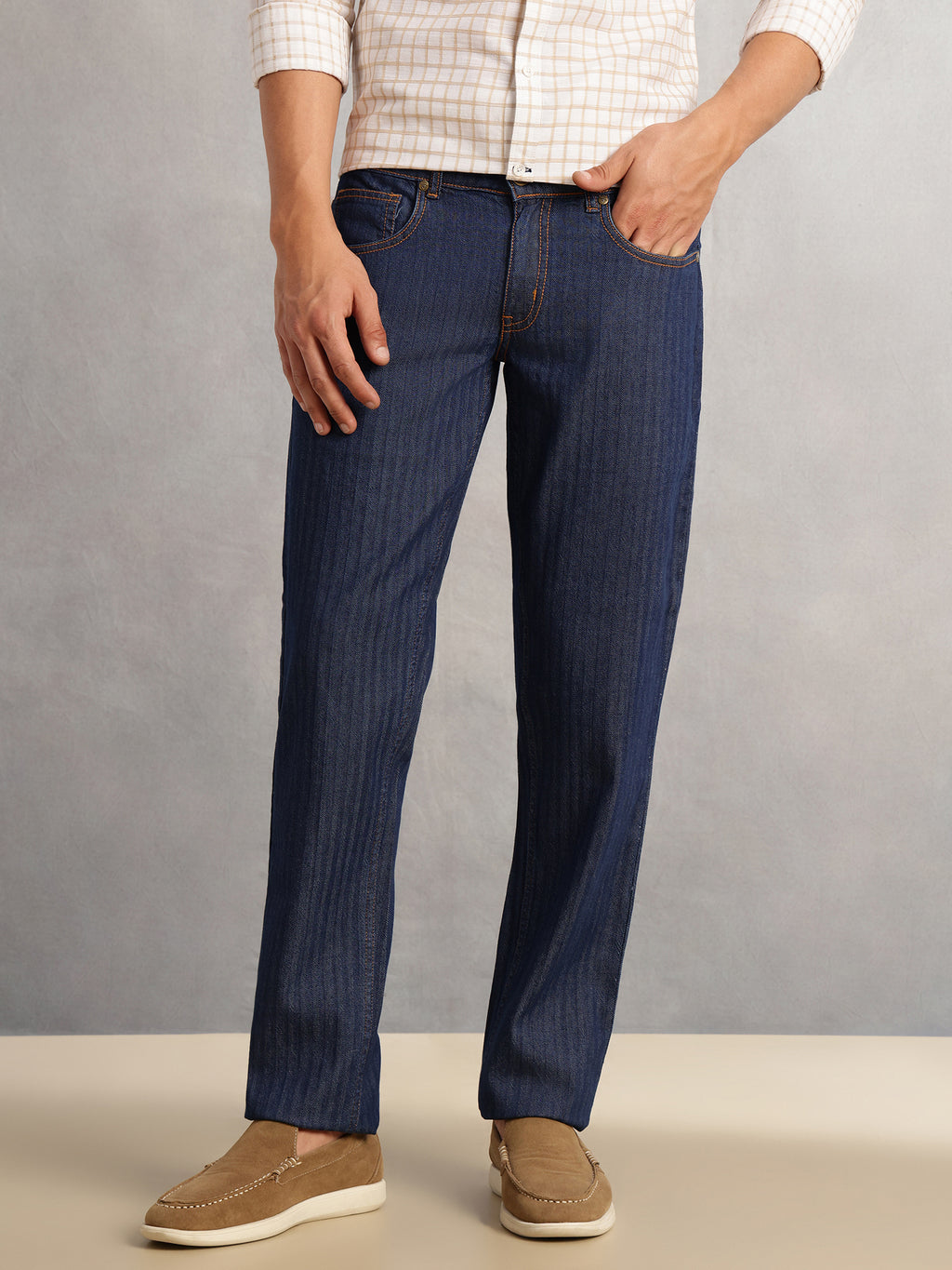 Thomas Scott Men Blue Cricket Club Collection Relaxed Fit Dark Shade Clean Look Non Stretchable Jeans