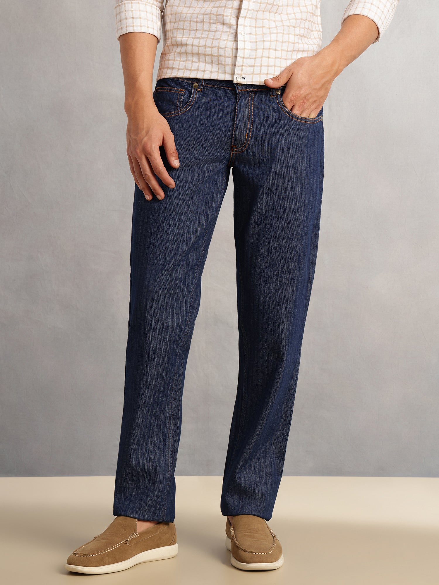 Thomas Scott Men Blue Cricket Club Collection Relaxed Fit Dark Shade Clean Look Non Stretchable Jeans
