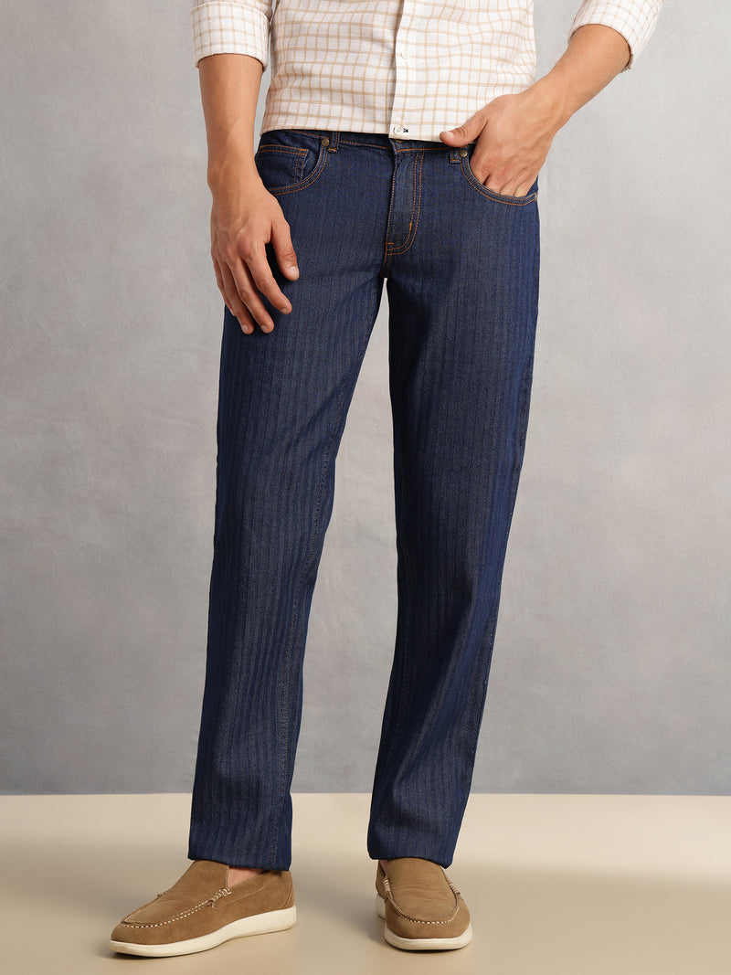 Thomas Scott Men Blue Cricket Club Collection Relaxed Fit Dark Shade Clean Look Non Stretchable Jeans