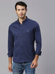 Thomas Scott Men Navy Classic Slim Fit Long Sleeves Button-Down Collar Solid Knitted Casual Shirt