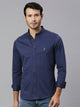 Thomas Scott Men Navy Classic Slim Fit Long Sleeves Button-Down Collar Solid Knitted Casual Shirt