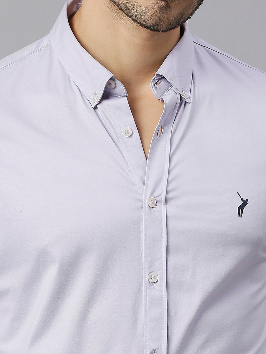 Thomas Scott Men Purple Classic Slim Fit Long Sleeves Button-Down Collar Solid Knitted Casual Shirt