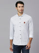 Thomas Scott Men White Classic Slim Fit Long Sleeves Spread Collar Micro Ditsy Printed Knitted Casual Shirt