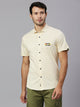 Thomas Scott Men Lemon Classic Slim Fit Short Sleeves Cutaway Collar Solid 4 Way Stretch Knitted Casual Shirt