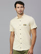 Thomas Scott Men Lemon Classic Slim Fit Short Sleeves Cutaway Collar Solid 4 Way Stretch Knitted Casual Shirt