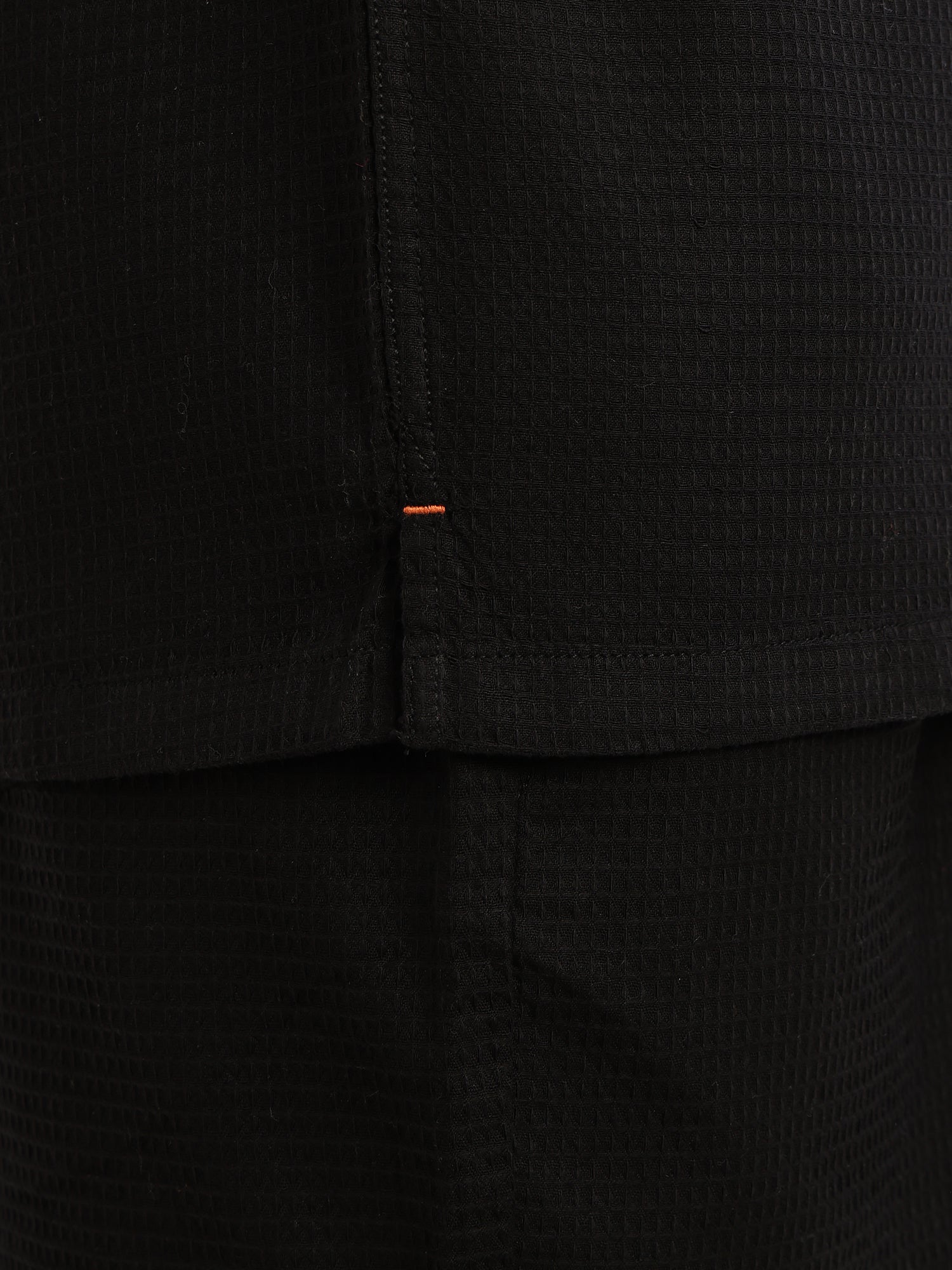 Thomas Scott Men Black Cricket Club Collection Oversized Fit Short Sleeves Textured Cotton Casual Shirt