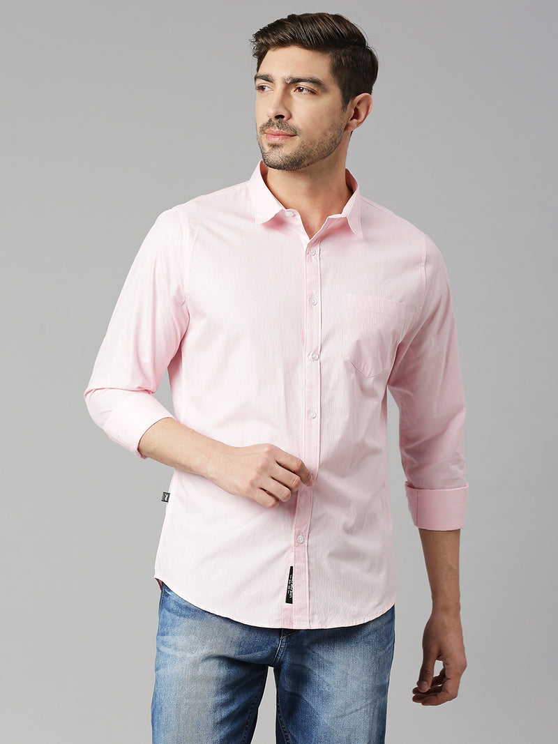Thomas Scott Men Pink Cricket Club Collection Slim Fit Long Sleeves Spread Collar Micro Checks 100% Cotton Casual Shirt