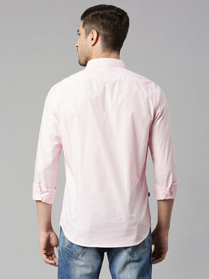 Thomas Scott Men Pink Cricket Club Collection Slim Fit Long Sleeves Spread Collar Micro Checks 100% Cotton Casual Shirt