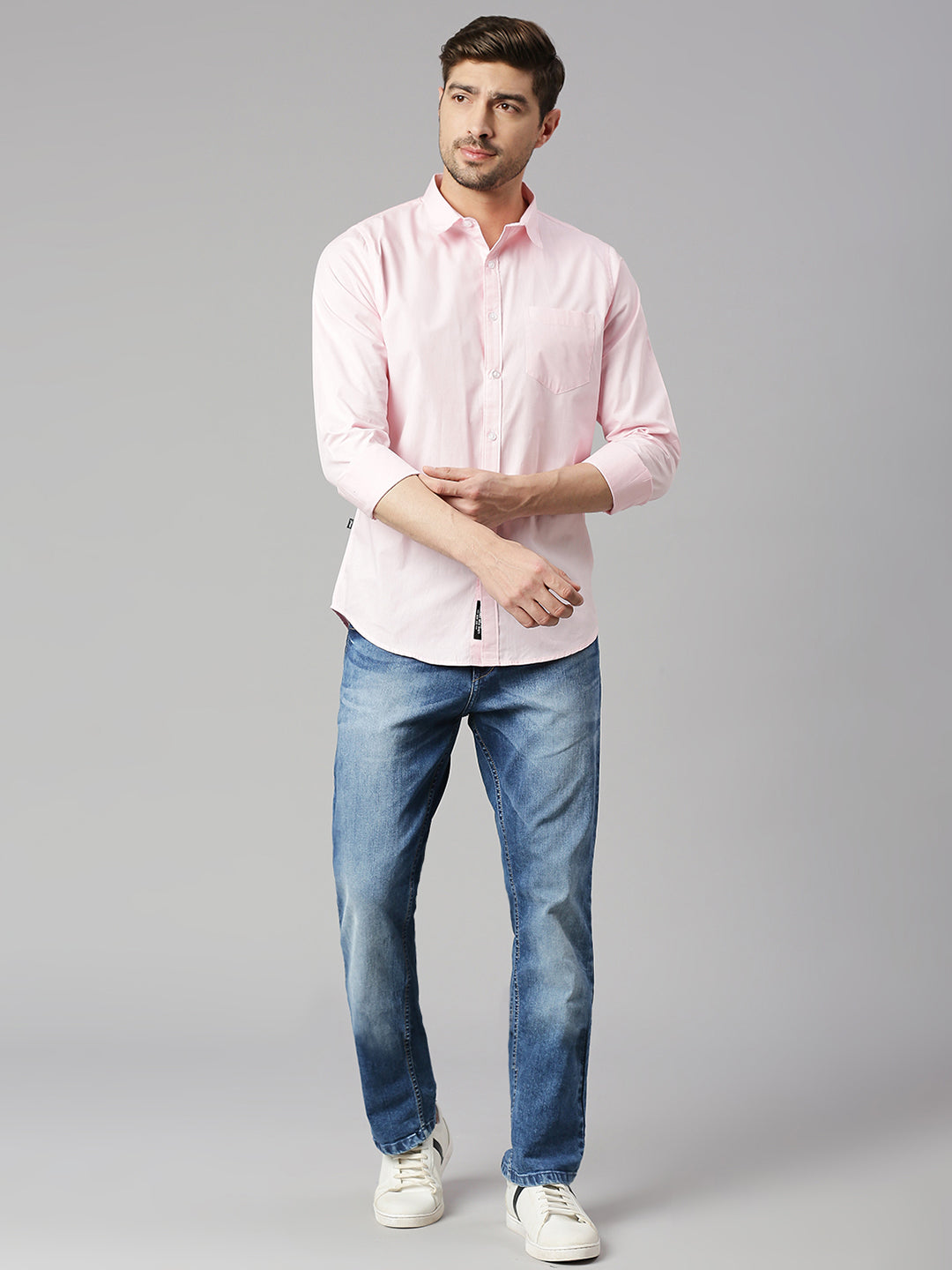 Thomas Scott Men Pink Cricket Club Collection Slim Fit Long Sleeves Spread Collar Micro Checks 100% Cotton Casual Shirt