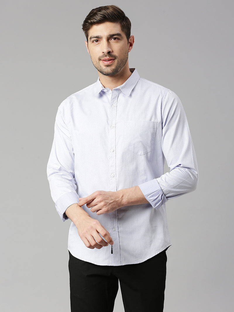 Thomas Scott Men Purple Cricket Club Collection Slim Fit Long Sleeves Spread Collar Micro Ditsy Print 100% Cotton Casual Shirt
