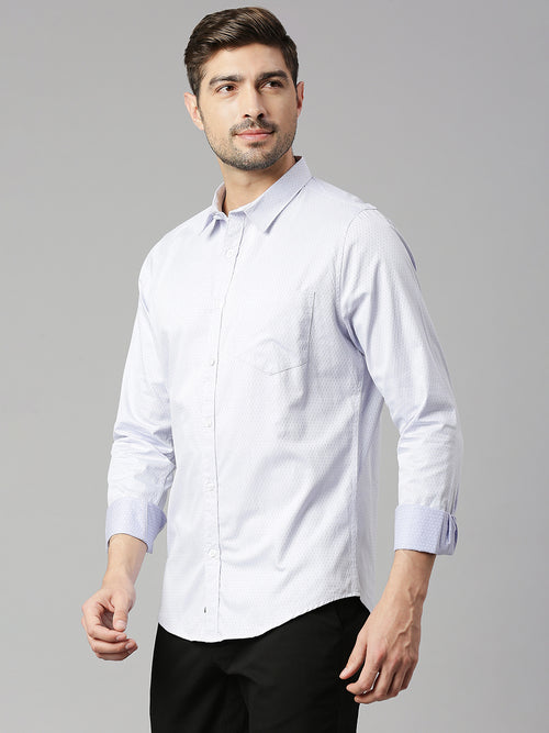 Thomas Scott Men Purple Cricket Club Collection Slim Fit Long Sleeves Spread Collar Micro Ditsy Print 100% Cotton Casual Shirt