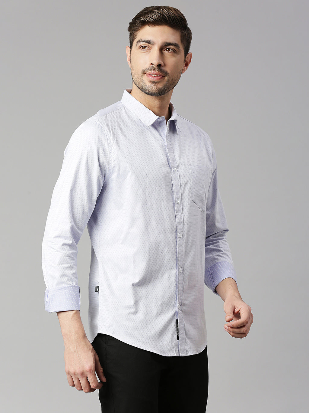 Thomas Scott Men Purple Cricket Club Collection Slim Fit Long Sleeves Spread Collar Micro Ditsy Print 100% Cotton Casual Shirt