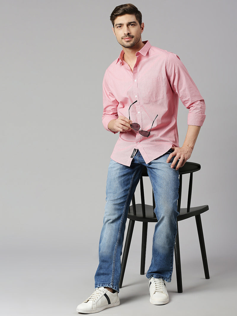 Thomas Scott Men Red 1 Cricket Club Collection Slim Fit Long Sleeves Spread Collar Micro Checks 100% Cotton Casual Shirt