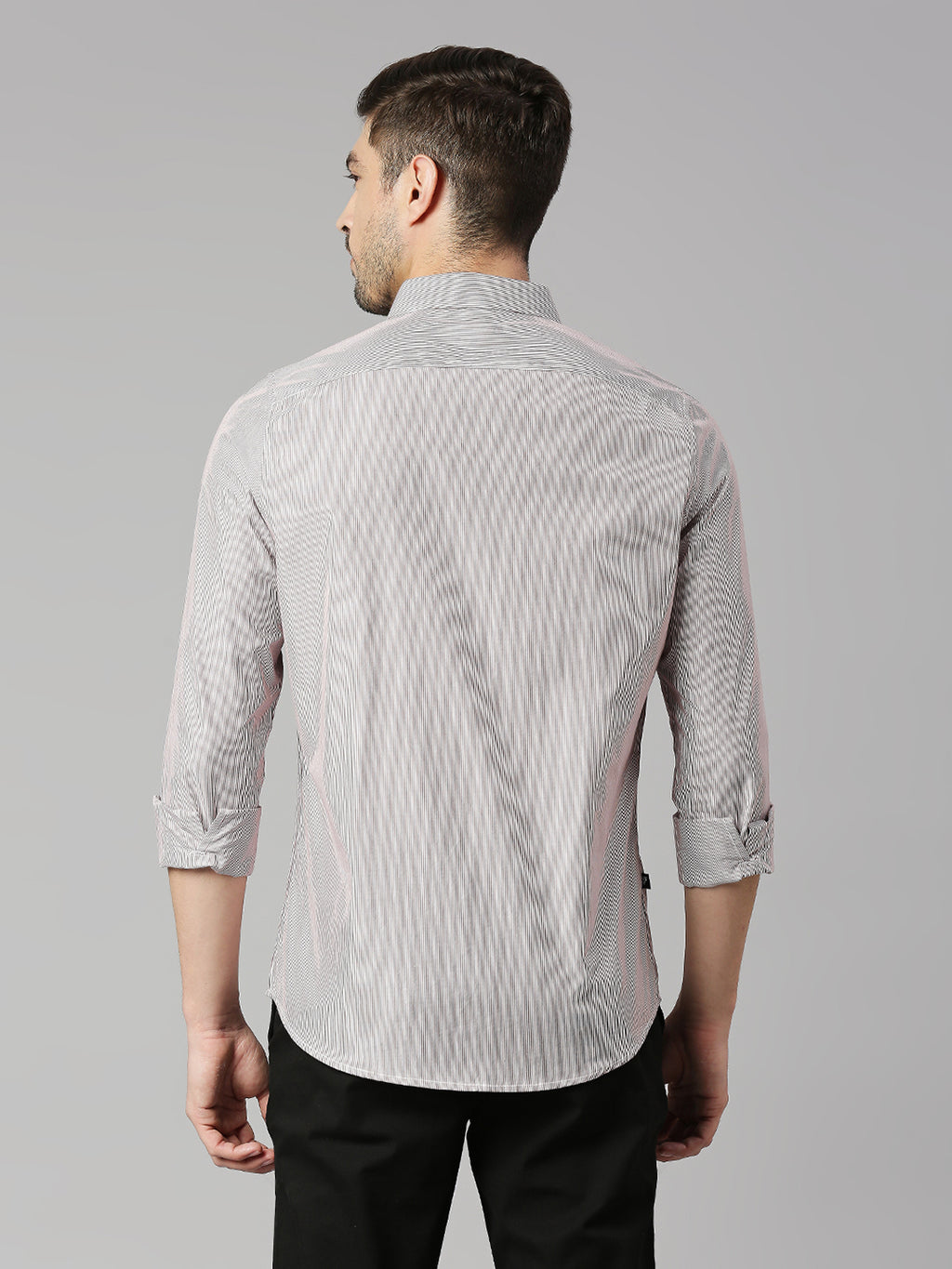 Thomas Scott Men Red Cricket Club Collection Slim Fit Long Sleeves Spread Collar Pinstripes 100% Cotton Casual Shirt