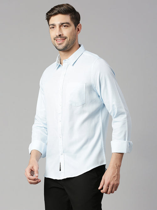 Thomas Scott Men White 1 Cricket Club Collection Slim Fit Long Sleeves Spread Collar Micro Checks 100% Cotton Casual Shirt
