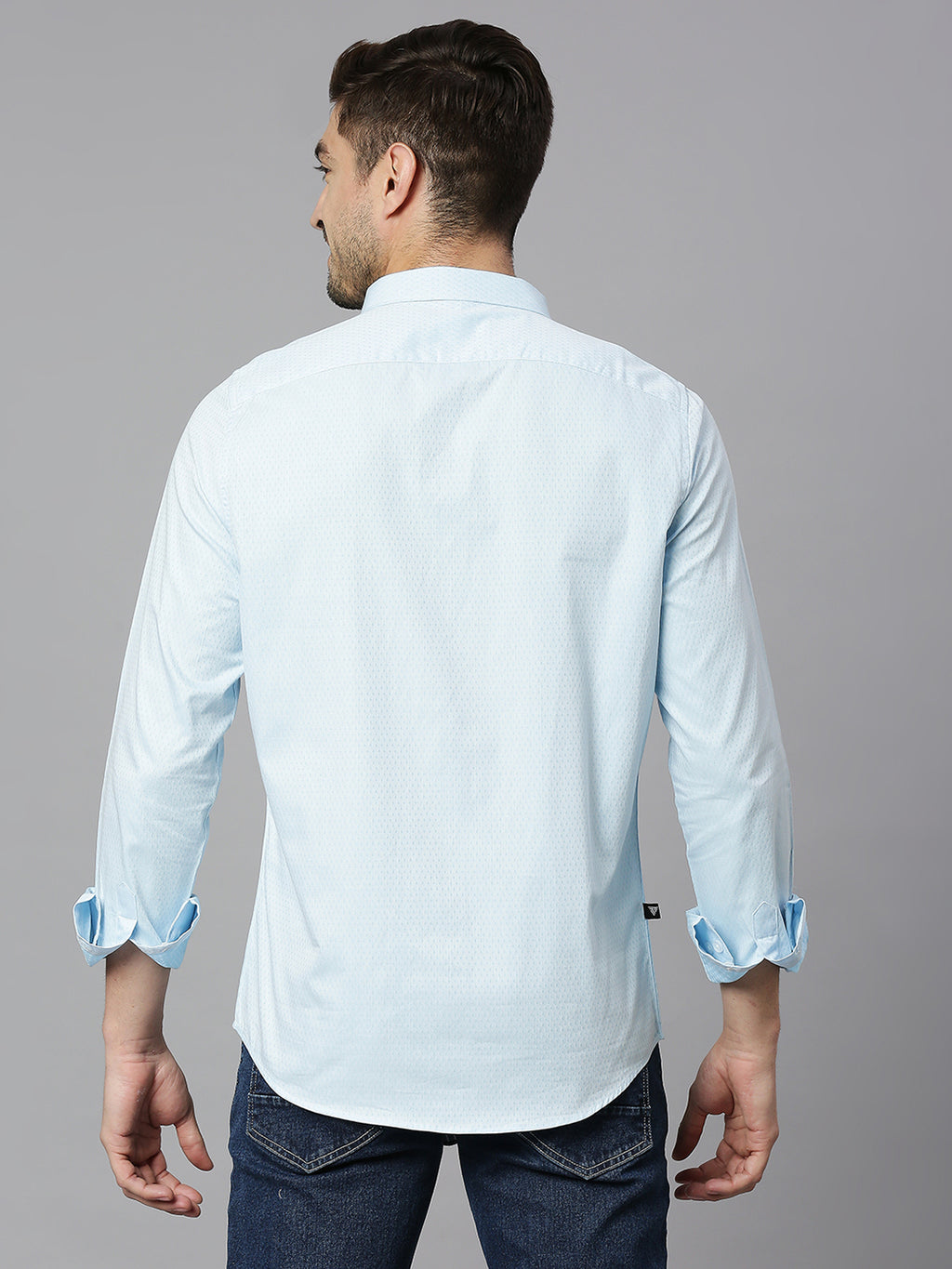 Thomas Scott Men White Cricket Club Collection Slim Fit Long Sleeves Spread Collar Micro Ditsy Print 100% Cotton Casual Shirt