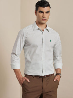 Thomas Scott Men Premium Green Regular Fit Long Sleeves Spread Collar Micro Checks Cotton Formal Shirt