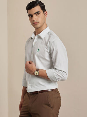 Thomas Scott Men Premium Green Regular Fit Long Sleeves Spread Collar Micro Checks Cotton Formal Shirt