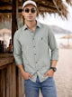 Thomas Scott Men Bottle Green Premium Slim Fit Long Sleeves Spread Collar Solid Cotton Twill Casual Shirt