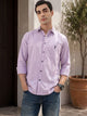 Thomas Scott Men Purple Premium Slim Fit Long Sleeves Spread Collar Solid Cotton Twill Casual Shirt