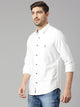 Thomas Scott Men White Cricket Club Slim Fit Long Sleeves Spread Collar 100% Cotton Twill Casual Shirt